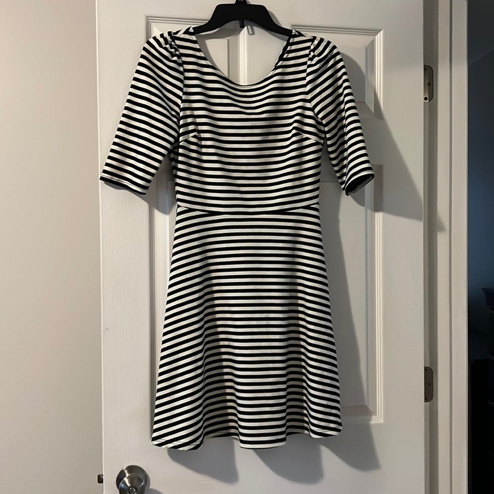 Black and white striped dress